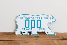 Load image into Gallery viewer, Northwest Territories 1971 Sample License Plate Polar Bear NWT Canada Vintage Wall Hanging Decor - Eagle&#39;s Eye Finds
