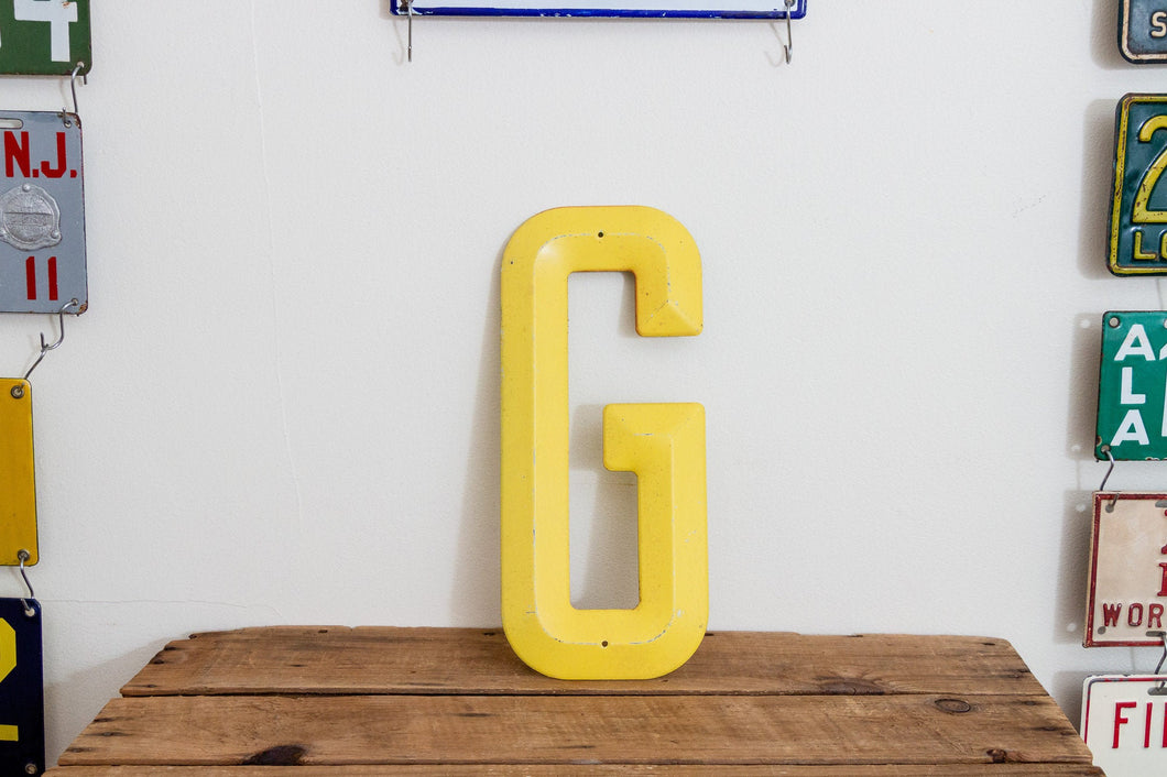 Yellow Metal G Vintage Wall Hanging Decor Initials Name Letter - Eagle's Eye Finds