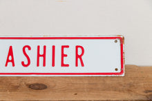 Load image into Gallery viewer, Cashier Sign Vintage Embossed Red and White Wall Hanging Decor - Eagle&#39;s Eye Finds
