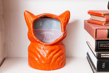Load image into Gallery viewer, Cat Paper Mache Lantern Halloween Decor Hissing Cat on Fence - Eagle&#39;s Eye Finds
