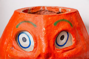Paper Mache Pumpkin Jack O'Lantern Halloween Decor Smiling Face - Eagle's Eye Finds