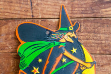 Load image into Gallery viewer, Witch on a Broom Beistle Halloween Die Cut Mid-Century Decoration - Eagle&#39;s Eye Finds
