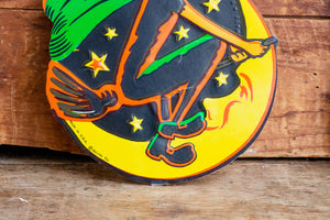 Witch on a Broom Beistle Halloween Die Cut Mid-Century Decoration - Eagle's Eye Finds