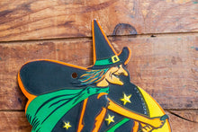 Load image into Gallery viewer, Witch on a Broom Beistle Halloween Die Cut Mid-Century Decoration - Eagle&#39;s Eye Finds
