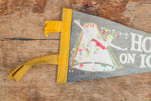 Load image into Gallery viewer, Holiday On Ice Vintage Grey Pennant Winter Wall Decor - Eagle&#39;s Eye Finds

