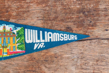 Load image into Gallery viewer, Williamsburg Virginia Blue Felt Pennant Vintage Wall Hanging Decor - Eagle&#39;s Eye Finds
