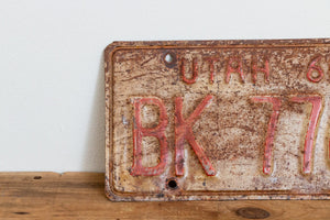 Utah 1960 License Plate Vintage Rusty Wall Hanging Decor - Eagle's Eye Finds
