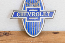 Load image into Gallery viewer, Chevy Radiator Badge Vintage Porcelain Enamel Chevrolet - Eagle&#39;s Eye Finds
