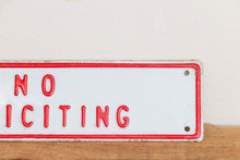 Load image into Gallery viewer, No Soliciting Sign Vintage Embossed Red and White Wall Hanging Decor - Eagle&#39;s Eye Finds
