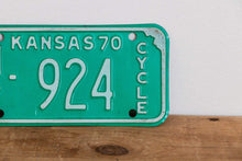 Load image into Gallery viewer, Kansas 1970 Motorcycle License Plate Vintage Wall Hanging Decor - Eagle&#39;s Eye Finds
