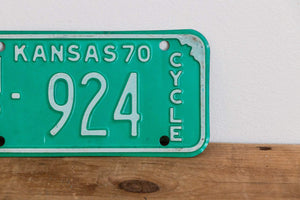 Kansas 1970 Motorcycle License Plate Vintage Wall Hanging Decor - Eagle's Eye Finds