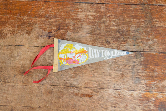 Daytona Beach Florida Gray Felt Pennant Vintage Wall Decor - Eagle's Eye Finds