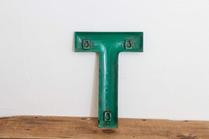 Green Letter T Porcelain Vintage Wall Hanging Decor Metal Initials Name Letter - Eagle's Eye Finds
