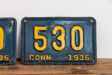 Load image into Gallery viewer, 530 Connecticut 1936 License Plate Pair 3 Digit Low Number Vintage Wall Decor - Eagle&#39;s Eye Finds
