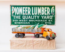 Load image into Gallery viewer, Hubley Stake Truck 500 Series Vintage Orange Toy Flatbed Stake Trailer Truck - Eagle&#39;s Eye Finds

