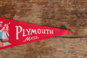 Plymouth Massachusetts Red Felt Pennant Vintage Wall Decor - Eagle's Eye Finds