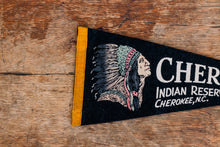 Load image into Gallery viewer, Cherokee Indian Reservation North Carolina Felt Pennant Vintage Native American Wall Decor - Eagle&#39;s Eye Finds

