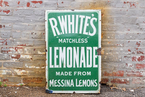 R. White's Lemonade Porcelain Sign Green Vintage Kitchen Advertising Decor - Eagle's Eye Finds