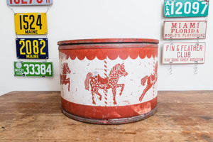 Carousel Toy Box Vintage Red Fiberboard Crate Box Storage Decor - Eagle's Eye Finds