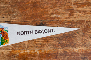 North Bay ON Canada Felt Pennant Vintage White Wall Decor - Eagle's Eye Finds