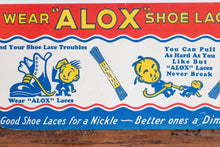 Load image into Gallery viewer, Alox Shoelaces Sign Vintage Cardboard Advertising Mudroom Wall Decor - Eagle&#39;s Eye Finds
