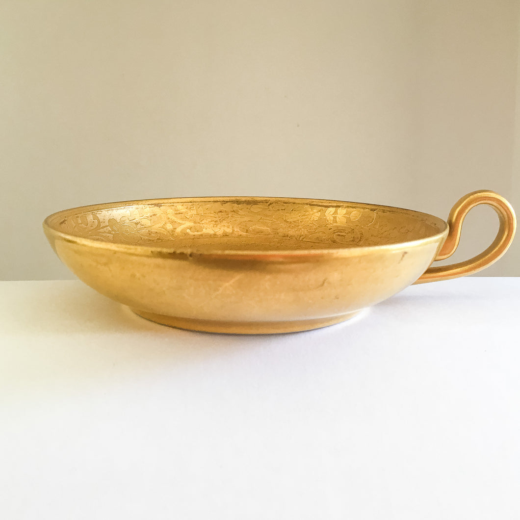 Golden Handled Bowl Vintage Ornate Ceramic Pottery - Eagle's Eye Finds