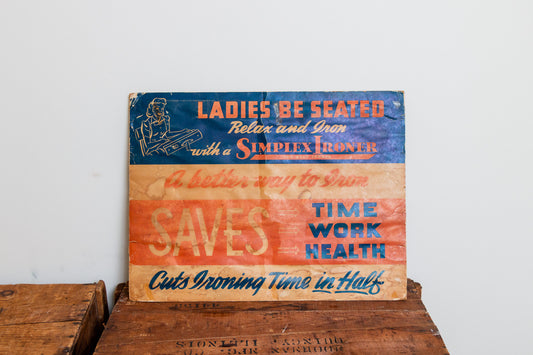 Simplex Ironer Sign Vintage Cardboard Advertising Laundry Room Wall Decor - Eagle's Eye Finds