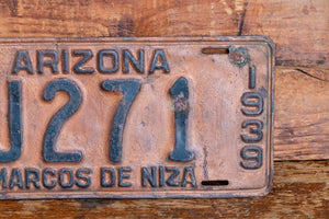 Arizona 1939 Marcos De Nira License Plate Vintage Wall Hanging Decor - Eagle's Eye Finds