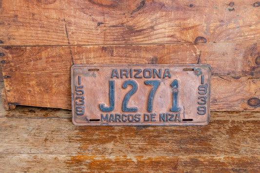 Arizona 1939 Marcos De Nira License Plate Vintage Wall Hanging Decor - Eagle's Eye Finds