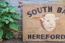 Load image into Gallery viewer, South Bay Hereford Cow Sign Vintage Painted Wood Farm Sign - Eagle&#39;s Eye Finds
