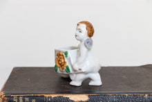 Load image into Gallery viewer, Cherub Wheelbarrow Toothpick Holder Vintage Occupied Japan Angel Ceramics - Eagle&#39;s Eye Finds
