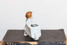 Load image into Gallery viewer, Cherub Wheelbarrow Toothpick Holder Vintage Occupied Japan Angel Ceramics - Eagle&#39;s Eye Finds
