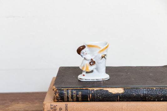 Lady with Purse Toothpick Holder Vintage Occupied Japan Ceramics - Eagle's Eye Finds