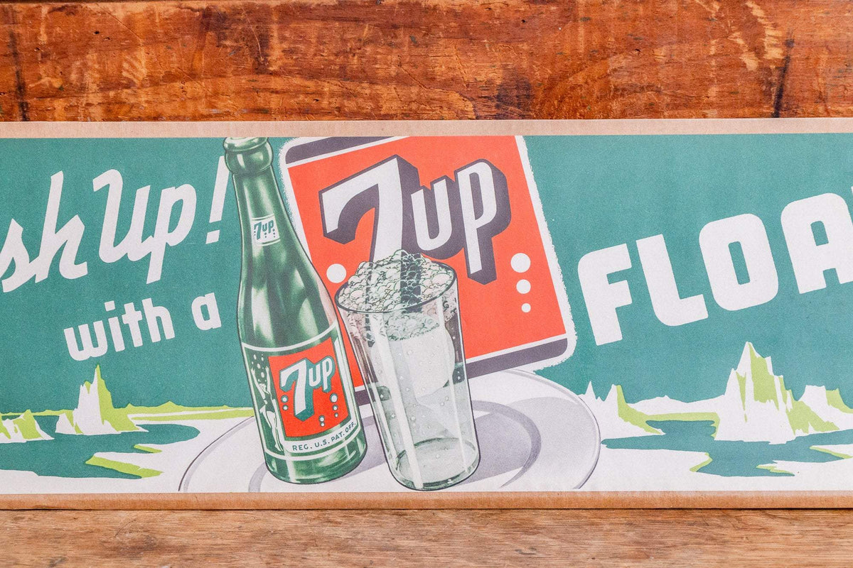 7up Fresh Up Float Paper Sign Vintage Soda Advertising Ephemera Wall D ...