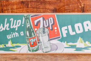 7up Fresh Up Float Paper Sign Vintage Soda Advertising Ephemera Wall Decor NOS - Eagle's Eye Finds