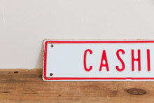 Load image into Gallery viewer, Cashier Sign Vintage Embossed Red and White Wall Hanging Decor - Eagle&#39;s Eye Finds
