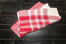 Load image into Gallery viewer, 1950&#39;s Cotton Tablecloth, Vintage Red White Print, Cottage Kitchen Decor, Square  67 x 67 in - Eagle&#39;s Eye Finds
