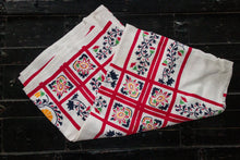 Load image into Gallery viewer, 1950&#39;s Cotton Tablecloth, Vintage Red White Blue Floral Print, Cottage Kitchen Decor, Rectangle  50 x 52 in - Eagle&#39;s Eye Finds
