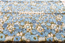Load image into Gallery viewer, 1950&#39;s Cotton Tablecloth, Vintage Blue Floral Print, Cottage Kitchen Decor, Rectangle 55 x 48 in - Eagle&#39;s Eye Finds
