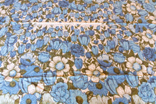 Load image into Gallery viewer, 1950&#39;s Cotton Tablecloth, Vintage Blue Floral Print, Cottage Kitchen Decor, Rectangle 55 x 48 in - Eagle&#39;s Eye Finds
