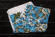 Load image into Gallery viewer, 1950&#39;s Cotton Tablecloth, Vintage Blue Floral Print, Cottage Kitchen Decor, Rectangle 55 x 48 in - Eagle&#39;s Eye Finds
