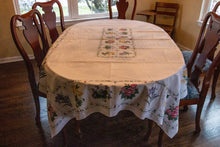 Load image into Gallery viewer, 1950&#39;s Cotton Tablecloth, Vintage Floral Print, Cottage Kitchen Decor, Rectangle 82 x 61 in - Eagle&#39;s Eye Finds
