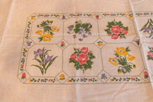 Load image into Gallery viewer, 1950&#39;s Cotton Tablecloth, Vintage Floral Print, Cottage Kitchen Decor, Rectangle 82 x 61 in - Eagle&#39;s Eye Finds
