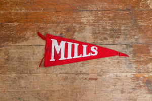 Mills School College University Red Felt Pennant Vintage Wall Decor - Eagle's Eye Finds