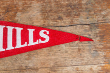 Load image into Gallery viewer, Mills School College University Red Felt Pennant Vintage Wall Decor - Eagle&#39;s Eye Finds
