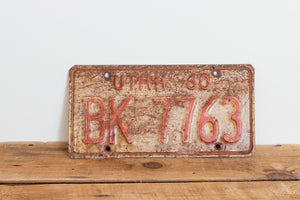 Utah 1960 License Plate Vintage Rusty Wall Hanging Decor - Eagle's Eye Finds