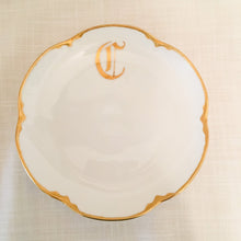 Load image into Gallery viewer, Monogram C Plate Vintage Gold Scalloped Dish Alice JHR Bavaria Favorite - Eagle&#39;s Eye Finds
