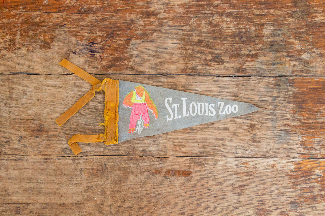 St. Louis Zoo Missouri Felt Pennant Vintage Gray Animal Decor - Eagle's Eye Finds