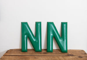 Green Letter N Porcelain Vintage Wall Hanging Decor Metal Initials Name Letter - Eagle's Eye Finds