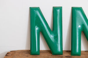 Green Letter N Porcelain Vintage Wall Hanging Decor Metal Initials Name Letter - Eagle's Eye Finds